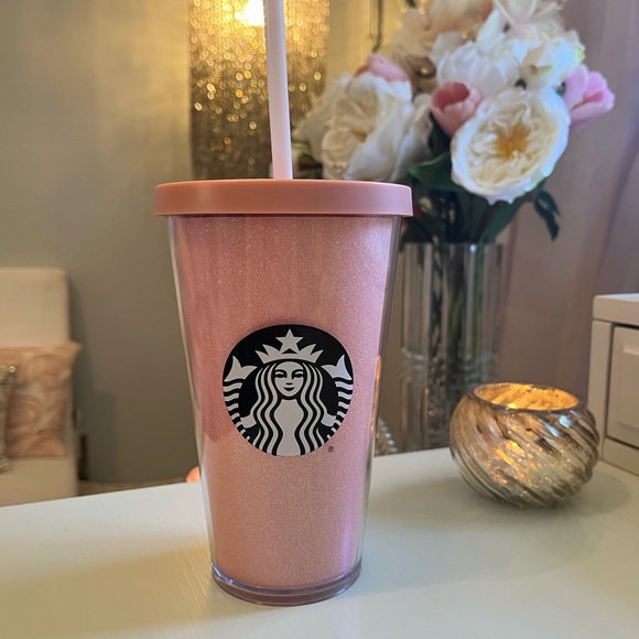 Starbucks 16 oz Light Pink Glitter Cold Beverage Tumbler. Excellent Condition - Picture 9 of 9